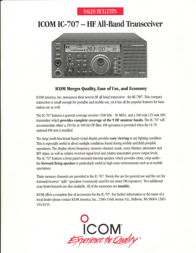 Icom Amateur Radio Brochures pic image